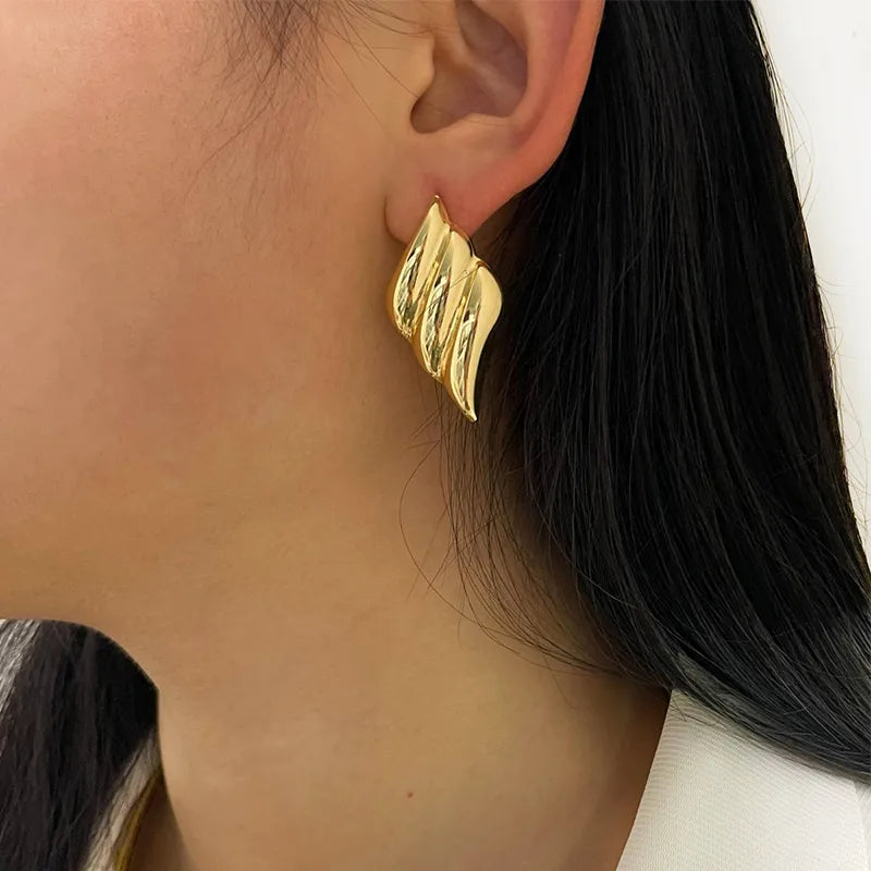 1 Pair Retro Simple Style Geometric Plating Copper 18K Gold Plated Ear Studs