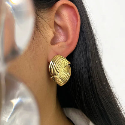 1 Pair Retro Simple Style Geometric Plating Copper 18K Gold Plated Ear Studs