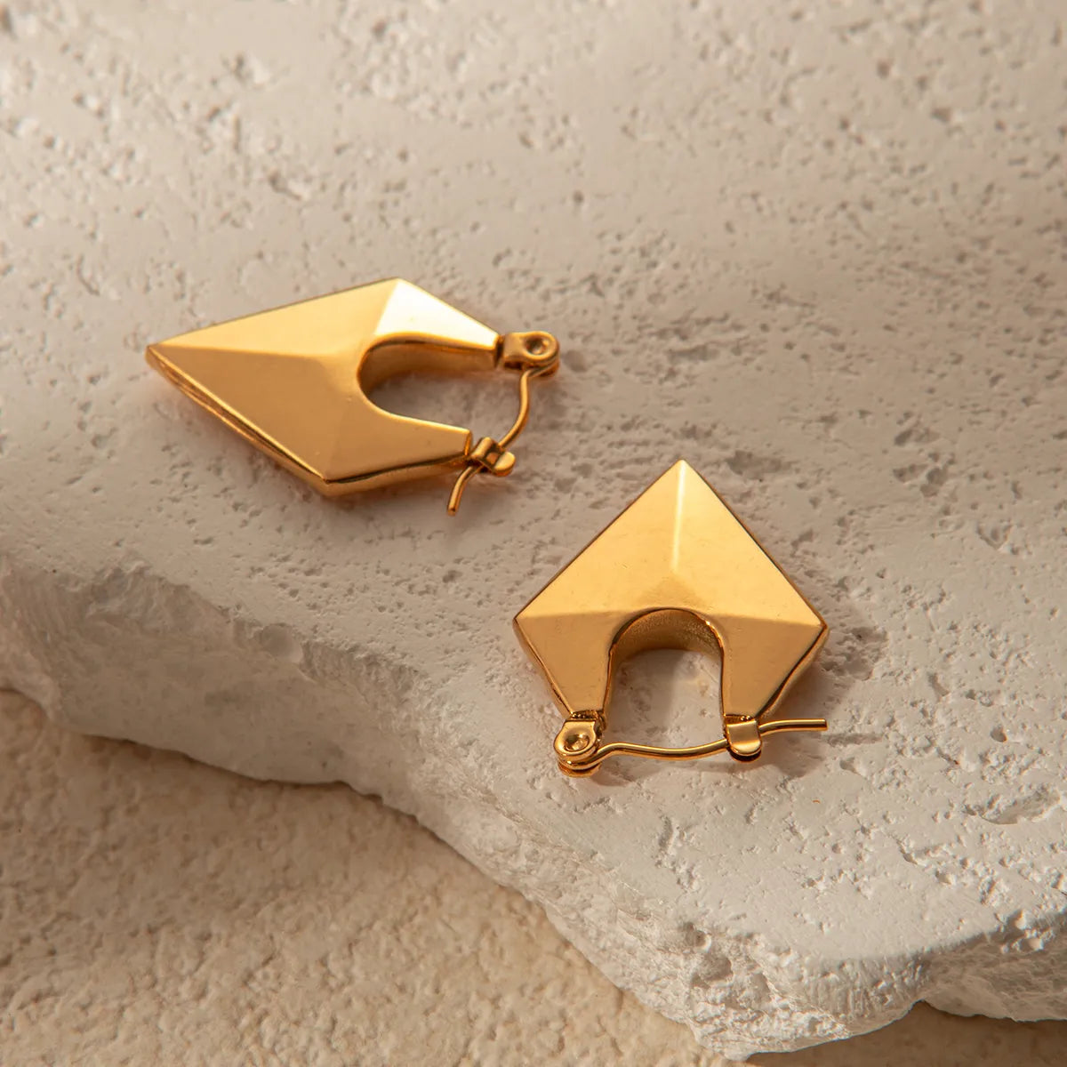 1 Pair Retro Simple Style Geometric Plating Stainless Steel Gold Plated Earrings