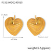 1 Pair Retro Simple Style Heart Shape 304 Stainless Steel 18K Gold Plated Ear Studs