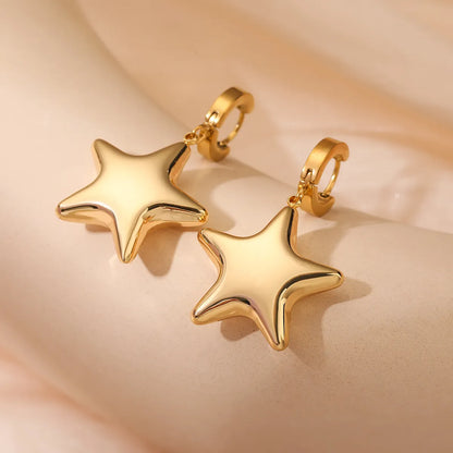 1 Pair Retro Simple Style Heart Shape Plating 304 Stainless Steel 18K Gold Plated Drop Earrings