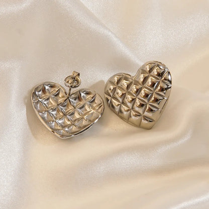 1 Pair Retro Simple Style Heart Shape Stainless Steel 14K Gold Plated Ear Studs