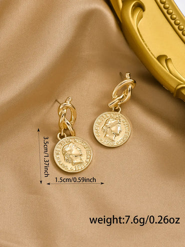 1 Pair Retro Simple Style Human Alloy Drop Earrings