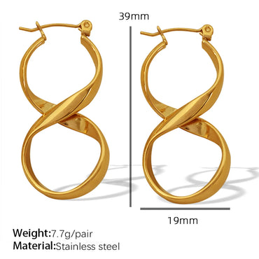 1 Pair Retro Simple Style Infinity Curve Lines Plating Titanium Steel 18k Gold Plated Earrings