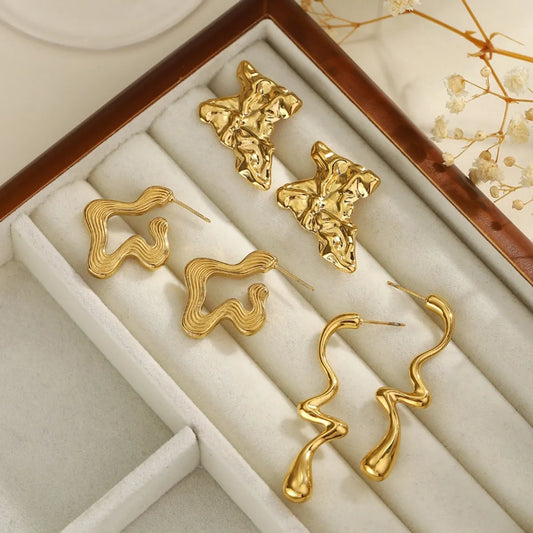 1 Pair Retro Simple Style Irregular Plating 304 Stainless Steel 18K Gold Plated Drop Earrings