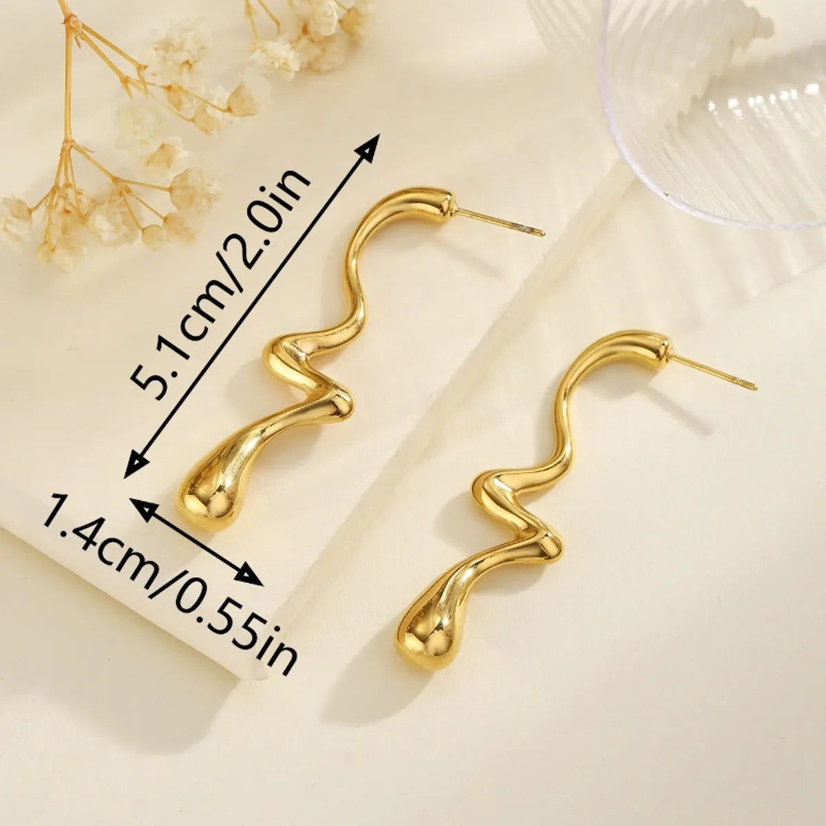 1 Pair Retro Simple Style Irregular Plating 304 Stainless Steel 18K Gold Plated Drop Earrings