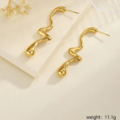 1 Pair Retro Simple Style Irregular Plating 304 Stainless Steel 18K Gold Plated Drop Earrings