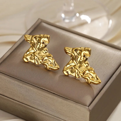 1 Pair Retro Simple Style Irregular Plating 304 Stainless Steel 18K Gold Plated Drop Earrings