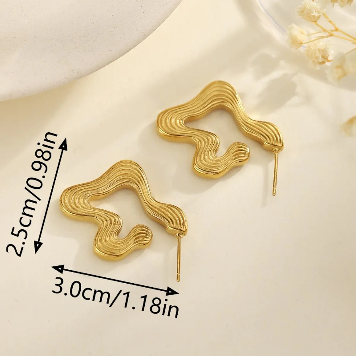 1 Pair Retro Simple Style Irregular Plating 304 Stainless Steel 18K Gold Plated Drop Earrings