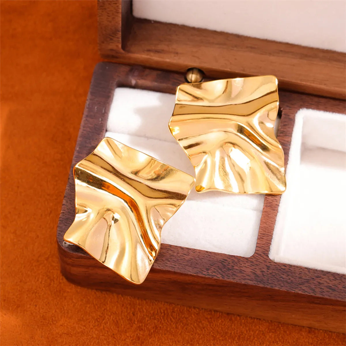 1 Pair Retro Simple Style Irregular Square Plating Stainless Steel 18k Gold Plated Ear Studs