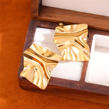 1 Pair Retro Simple Style Irregular Square Plating Stainless Steel 18k Gold Plated Ear Studs