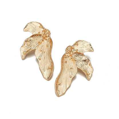 1 Pair Retro Simple Style Leaf Plating Alloy Ear Studs