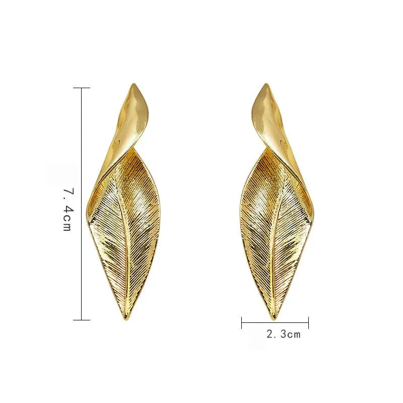 1 Pair Retro Simple Style Leaves Copper Ear Studs