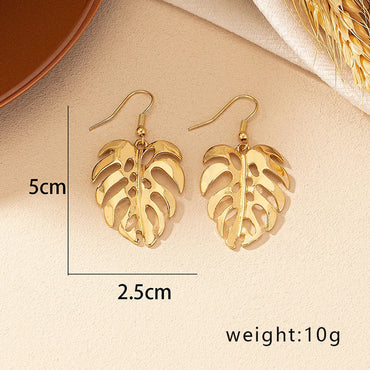 1 Pair Retro Simple Style Leaves Plating Alloy Ear Studs