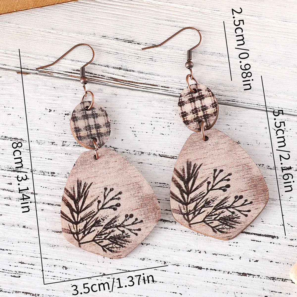 1 Pair Retro Simple Style Leaves Wood Drop Earrings