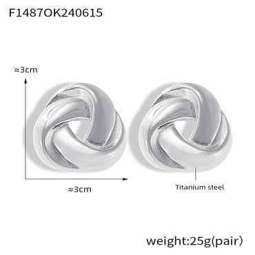 1 Pair Retro Simple Style Lines Layered Plating 304 Stainless Steel Ear Studs