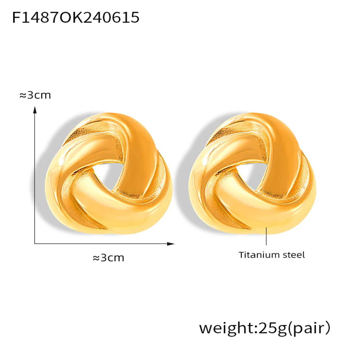 1 Pair Retro Simple Style Lines Layered Plating 304 Stainless Steel Ear Studs