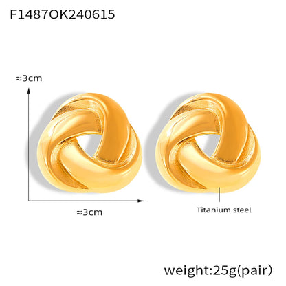 1 Pair Retro Simple Style Lines Layered Plating 304 Stainless Steel Ear Studs