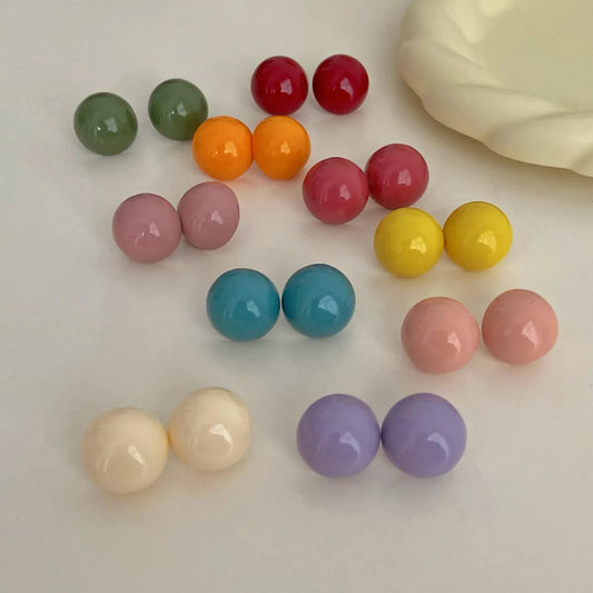 1 Pair Retro Simple Style Round Plastic Resin Ear Studs