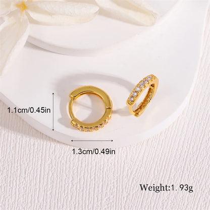 1 Pair Retro Simple Style Round Plating Inlay Copper Copper Alloy Brass Rhinestones 18K Gold Plated Earrings