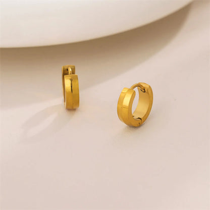 1 Pair Retro Simple Style Round Plating Stainless Steel 18k Gold Plated Earrings