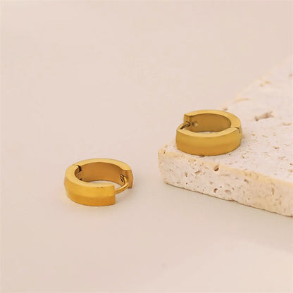 1 Pair Retro Simple Style Round Plating Stainless Steel 18k Gold Plated Earrings