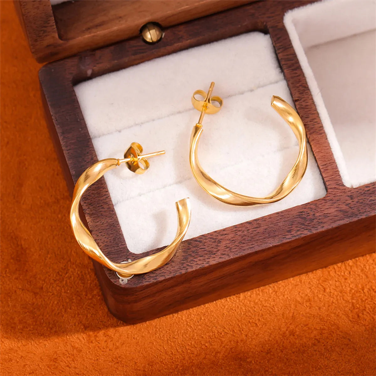 1 Pair Retro Simple Style Round Plating Stainless Steel 18k Gold Plated Earrings