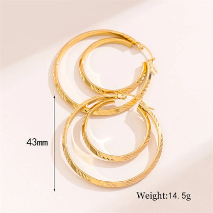 1 Pair Retro Simple Style Round Plating Stainless Steel 18k Gold Plated Hoop Earrings