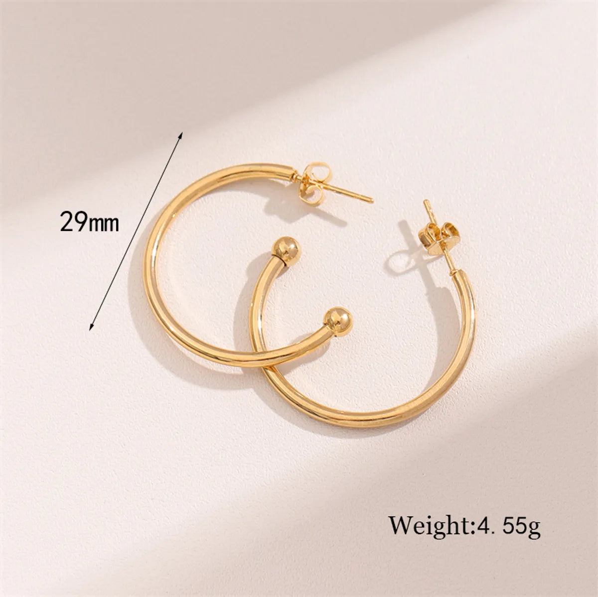 1 Pair Retro Simple Style Round Plating Stainless Steel 18k Gold Plated Hoop Earrings