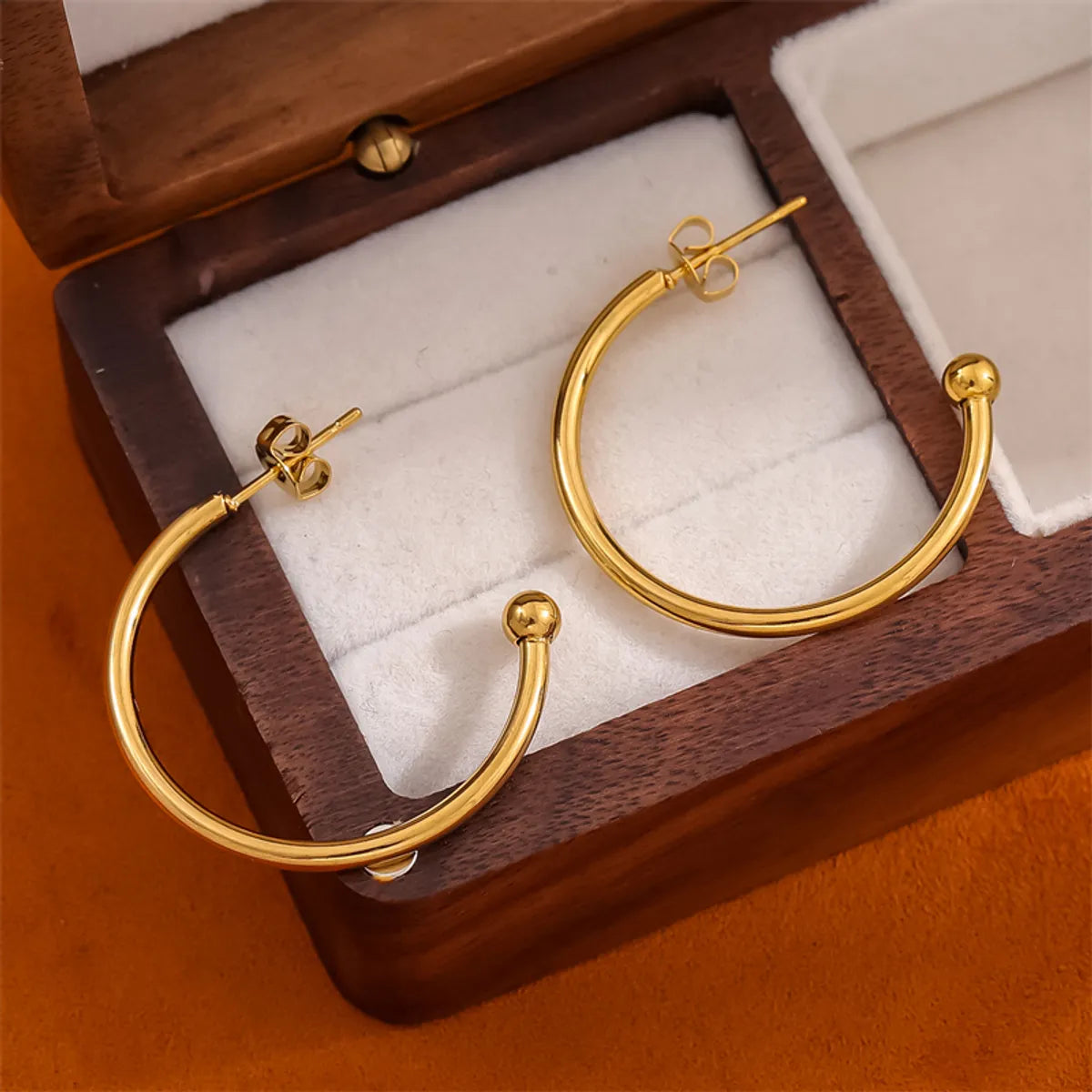 1 Pair Retro Simple Style Round Plating Stainless Steel 18k Gold Plated Hoop Earrings