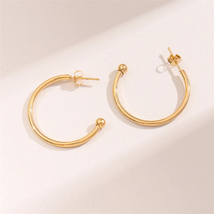 1 Pair Retro Simple Style Round Plating Stainless Steel 18k Gold Plated Hoop Earrings