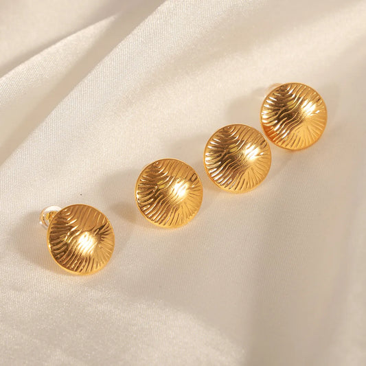 1 Pair Retro Simple Style Round Plating Titanium Steel 18k Gold Plated Ear Studs