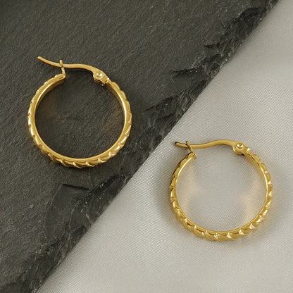 1 Pair Retro Simple Style Round Stainless Steel Plating 18k Gold Plated Hoop Earrings