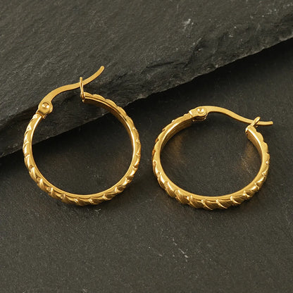 1 Pair Retro Simple Style Round Stainless Steel Plating 18k Gold Plated Hoop Earrings