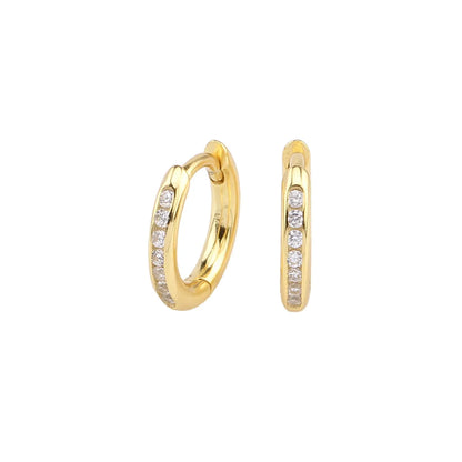 1 Pair Retro Simple Style Round Sterling Silver Plating Inlay Zircon White Gold Plated Gold Plated Earrings