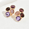 1 Pair Retro Simple Style Round Water Droplets Inlay Alloy Glass Drop Earrings