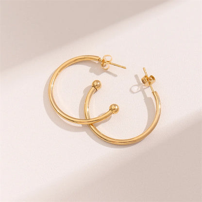 1 Pair Retro Simple Style Round Waves Plating Stainless Steel 18k Gold Plated Hoop Earrings