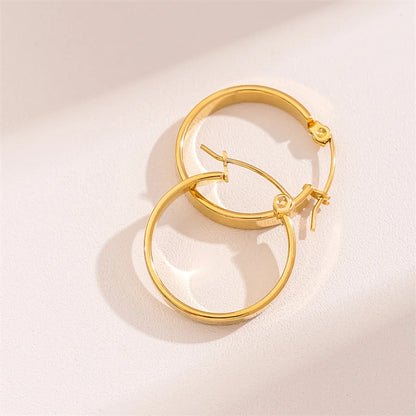 1 Pair Retro Simple Style Round Waves Plating Stainless Steel 18k Gold Plated Hoop Earrings