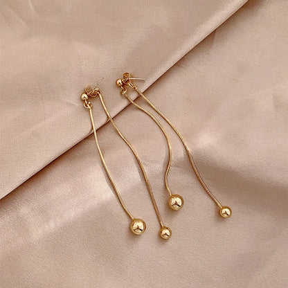 1 Pair Retro Simple Style Solid Color Plating Alloy Gold Plated Drop Earrings