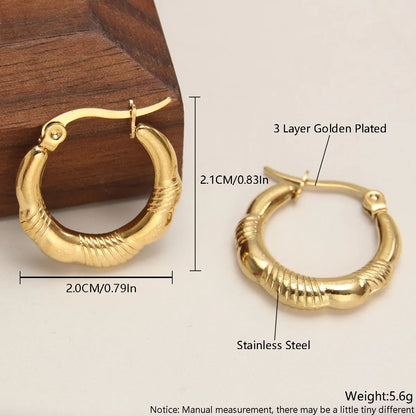 1 Pair Retro Simple Style Solid Color Plating Stainless Steel 18k Gold Plated Earrings