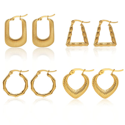 1 Pair Retro Simple Style Solid Color Plating Stainless Steel 18k Gold Plated Earrings