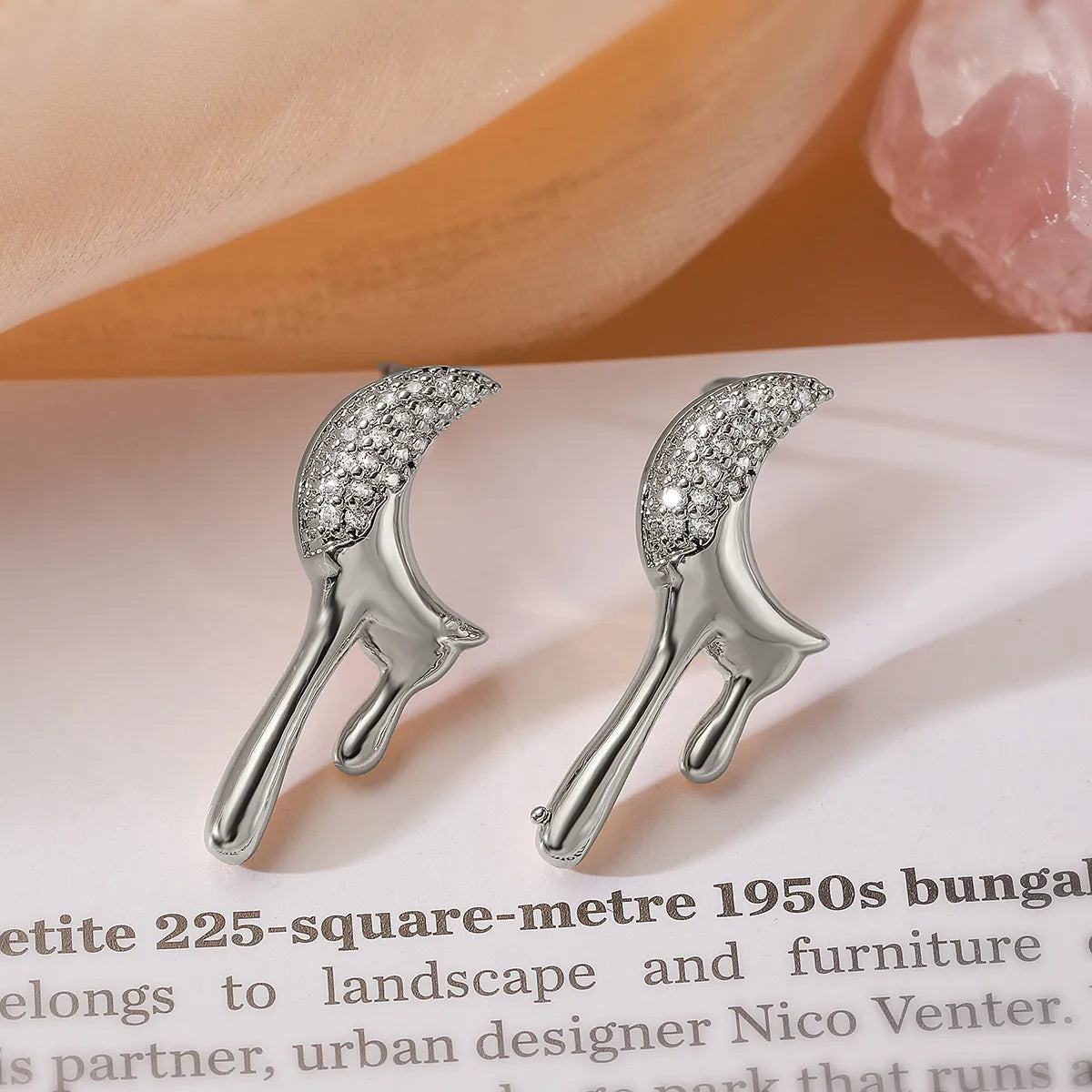 1 Pair Retro Simple Style Star Moon Plating Inlay Copper Zircon Ear Studs