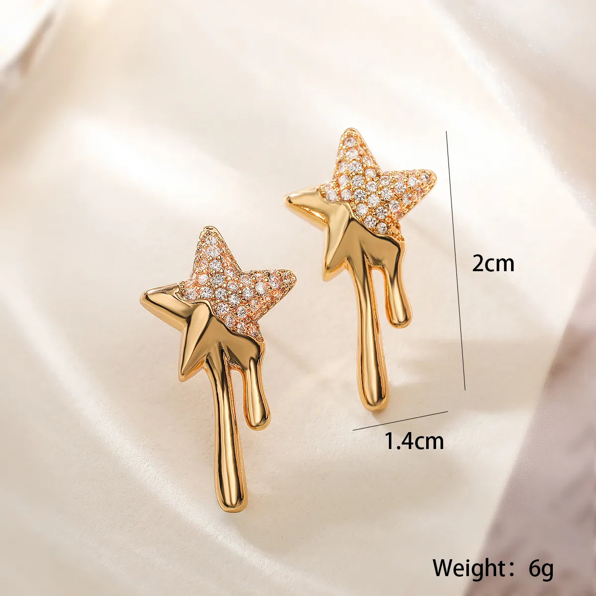 1 Pair Retro Simple Style Star Moon Plating Inlay Copper Zircon Ear Studs