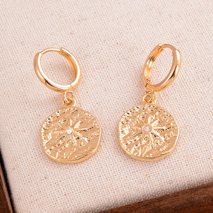 1 Pair Retro Simple Style Sun Inlay Alloy Rhinestones Drop Earrings