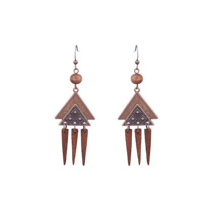 1 Pair Retro Simple Style Triangle Water Droplets Wood Iron Drop Earrings