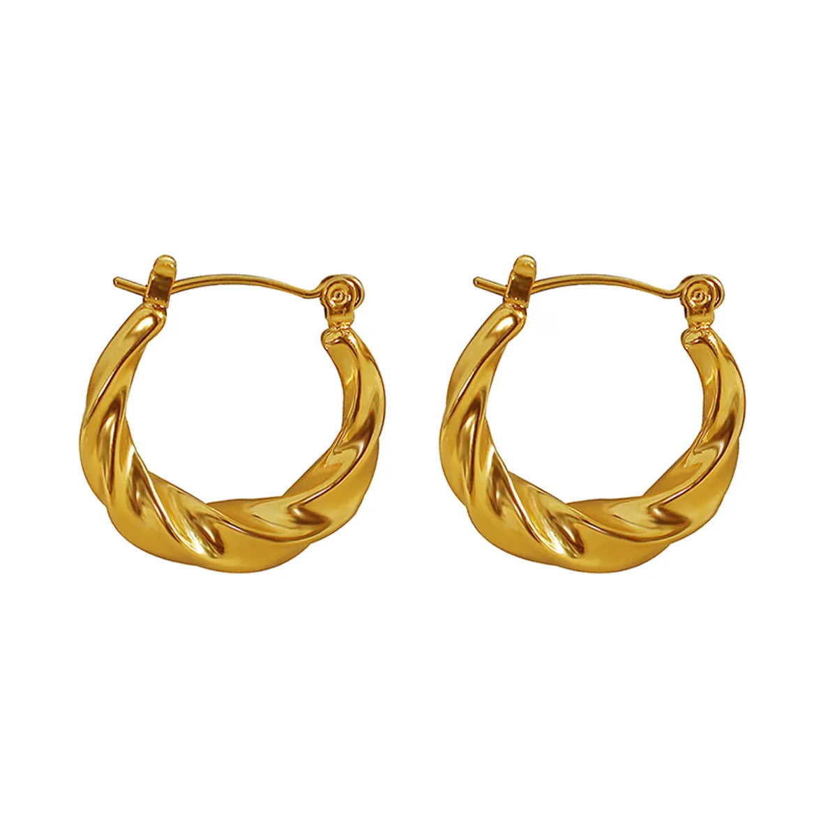 1 Pair Retro Simple Style Twist Plating Titanium Steel 18k Gold Plated Hoop Earrings