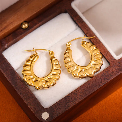 1 Pair Retro Simple Style U Shape Plating Stainless Steel 18k Gold Plated Earrings