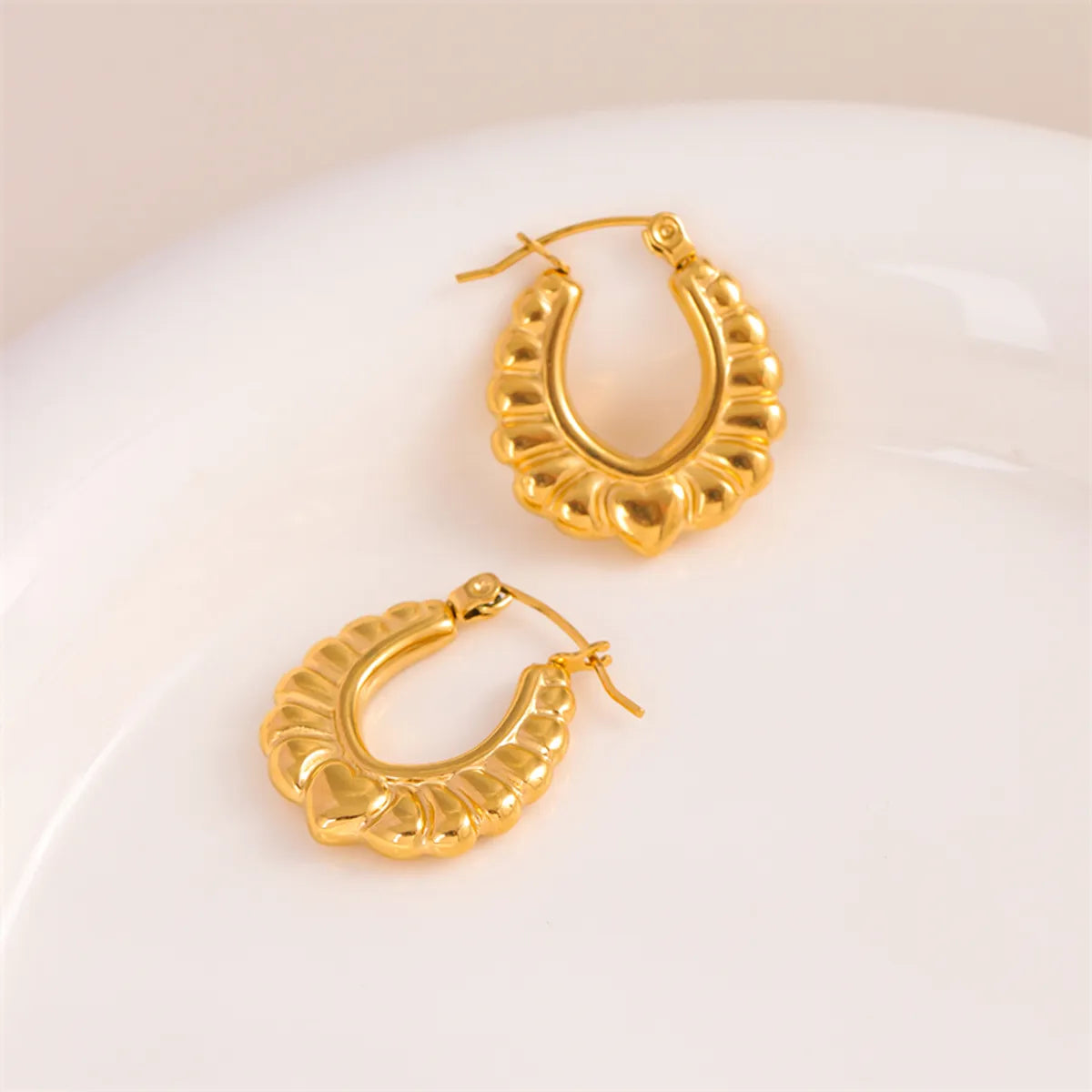 1 Pair Retro Simple Style U Shape Plating Stainless Steel 18k Gold Plated Earrings