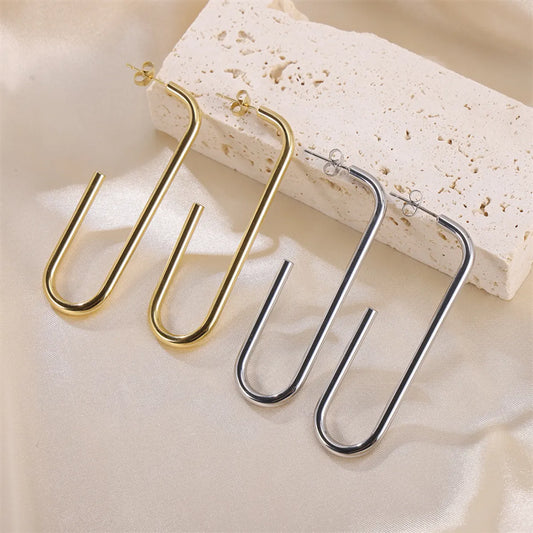 1 Pair Retro Simple Style U Shape Stainless Steel Earrings