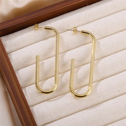 1 Pair Retro Simple Style U Shape Stainless Steel Earrings